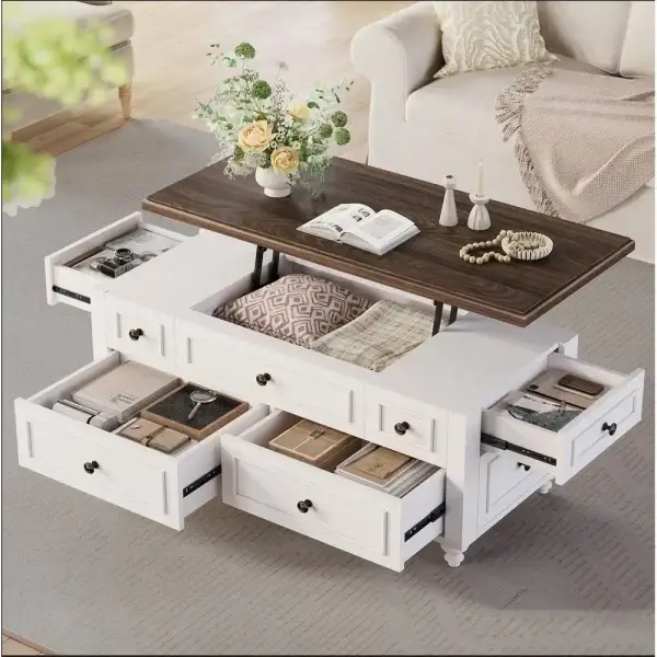 47.2" Large Storage Lift Top Coffee Table with 4 Drawers