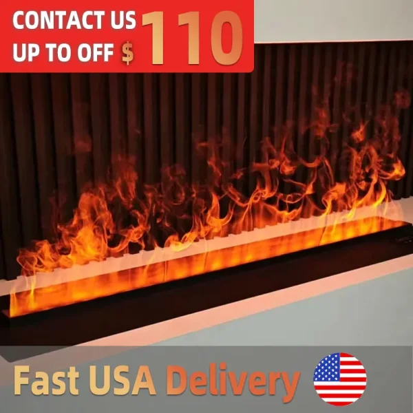 Electric Water Vapor Atomized Fireplace, TV Stand, Humidifier 3D Vapor Fog Steam Flame