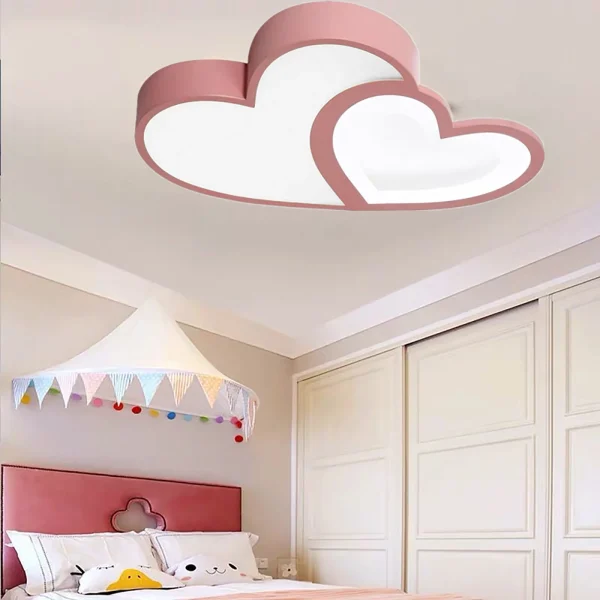 LED Heart Shaped Ceiling Light, Flush Mount Acrylic Dimmable W/Remote 110V/220V