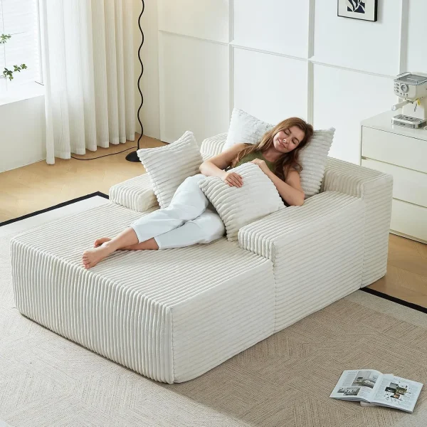 67" Chaise Lounge Chair, Sofa Bed Sleeper Couch Indoor Oversized Corduroy