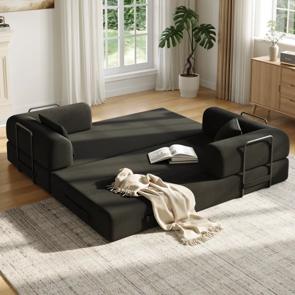 Convertible Floor Sofa Bed with Fixed-Shape Frame, 5-in-1 Modular Sofa