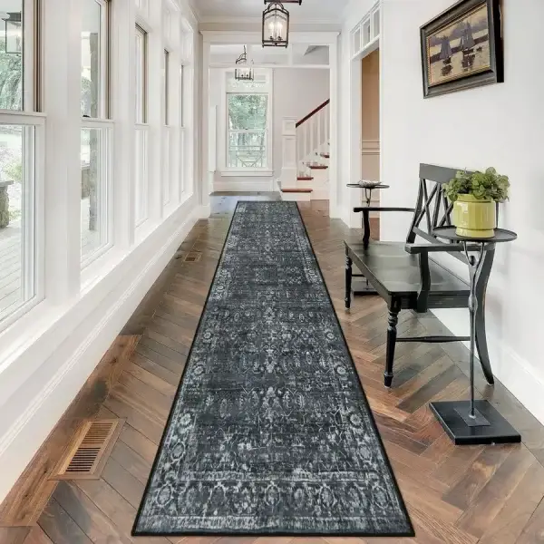 Vintage Carpet Runner Rug 12ft, Washable, Non-Slip Backing