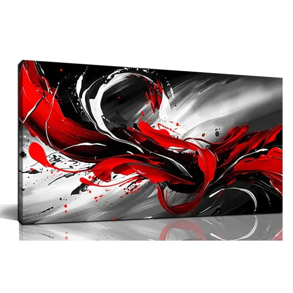 White and Red Abstract Framed Print Picture Painting Large Canvas