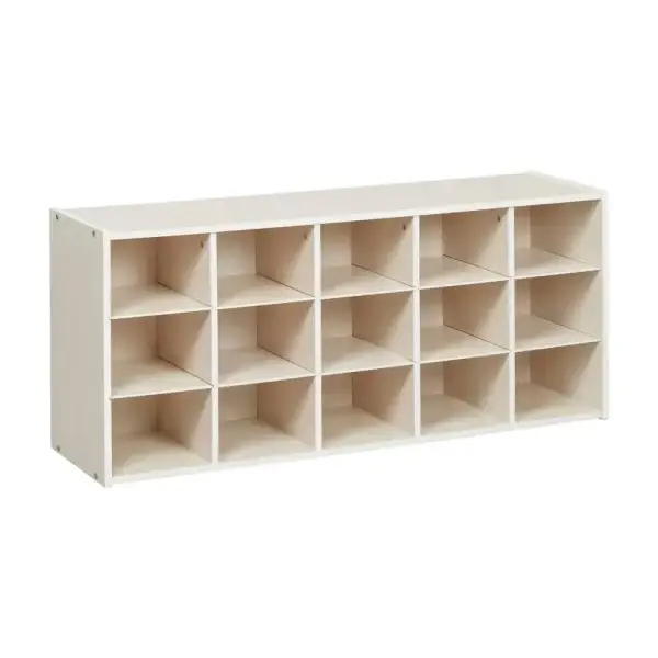 Streamline 15 Cubby Shelf Storage Cabinet, 3'x5', White Wash